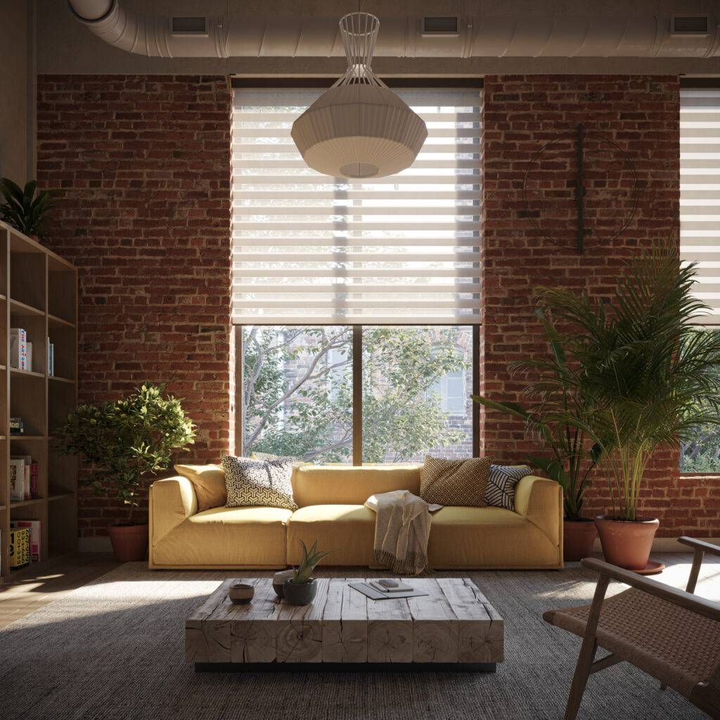 Duo-rolgordijnen in een loft